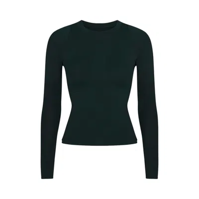 Pre-owned Nikeskims Airy Long-sleeve Crew-neck Top 'dark Teal/dark Teal' | Blue | Women's Size S