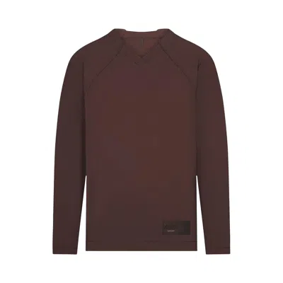 Pre-owned Nikeskims Airy V-neck Oversized Long Sleeve Top 'dark Sepia' | Brown | Women's Size S