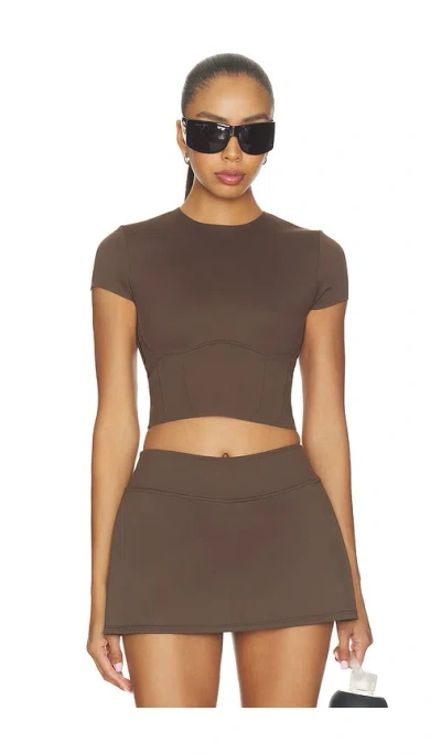 Nikeskims Matte Corset Crop Top In Brown