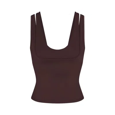 Pre-owned Nikeskims Matte Double-strap Scoop Tank Top 'dark Sepia/dark Sepia/dark Sepia' | Brown | Women's Siz