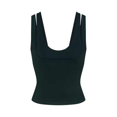 Pre-owned Nikeskims Matte Double-strap Scoop Tank Top 'dark Teal/dark Teal' | Blue | Women's Size Xxs