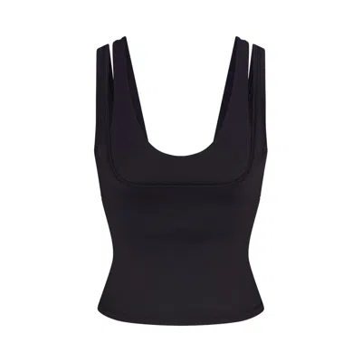 Pre-owned Nikeskims Matte Double-strap Scoop Tank Top 'obsidian/obsidian' | Black | Women's Size Xxs