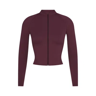 Pre-owned Nikeskims Matte Mock Neck Full Zip Jacket 'currant' | Red | Women's Size L