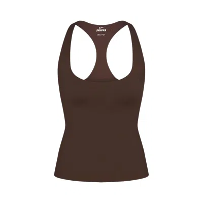 Pre-owned Nikeskims Matte Mock Neck Racer Tank 'dark Sepia' | Brown | Women's Size S