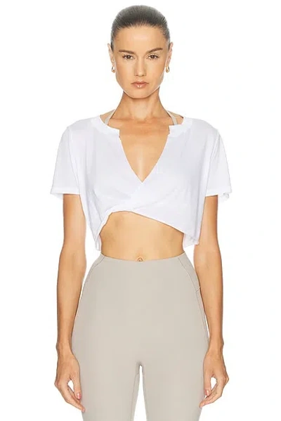 Nikeskims Performance Cotton V Neck Crop Top In White