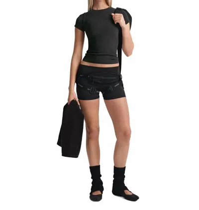 Nikeskims Ribbed Seamless Short Sleeve Top In Nskm Obsidian/nskm Armor In Black