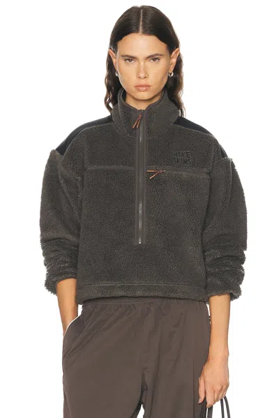 Nikeskims Sherpa Half Zip Jacket In Boulder & Obsidian