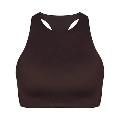 Pre-owned Nikeskims Shine High Neck Bra 'phoenix' | Brown | Women's Size 40