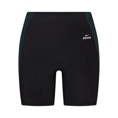 Pre-owned Nikeskims Shine High-waisted 5" Biker Shorts 'obsidian/dark Teal' | Black | Women's Size 109