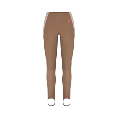 Pre-owned Nikeskims Shine High-waisted 26" Stirrup Leggings With Drawcord 'truffle/stone' | Brown | Women's Si