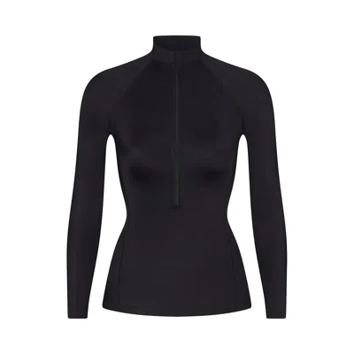 Pre-owned Nikeskims Shine Long Sleeve Half Zip 'obsidian' | Black | Women's Size Xxs