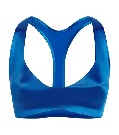 Nikeskims Shine Plunge Sports Bra In Blue