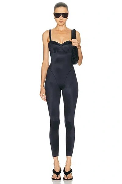 Nikeskims Shine Texture One Piece Jumpsuit In Blue
