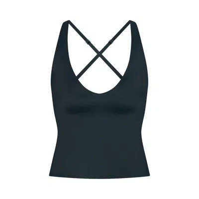 Pre-owned Nikeskims Shine V-neck Tank Top 'dark Teal/dark Teal' | Blue | Women's Size S