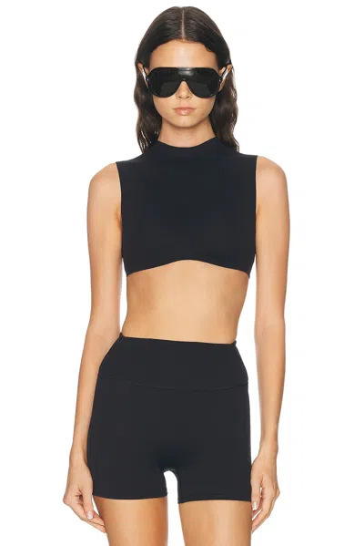 Nikeskims Studio Stretch Mock Neck Bra In Obsidian