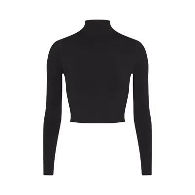 Pre-owned Nikeskims Vintage Seamless Mock Neck Crop Top 'obsidian' | Black | Women's Size 109