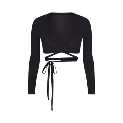 Pre-owned Nikeskims Vintage Weightless Layers Wrap Top 'obsidian' | Black | Women's Size Xs