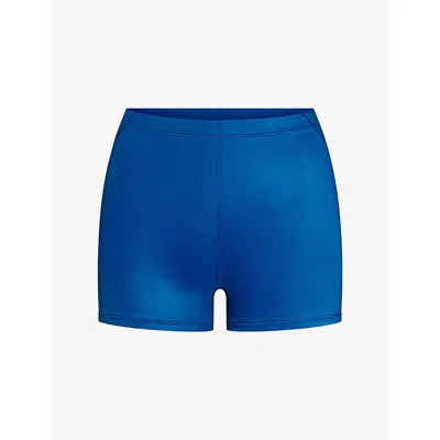Nikeskims Womens Cobalt Satin Shine Mid-rise 2-inch Boyshorts In Blue