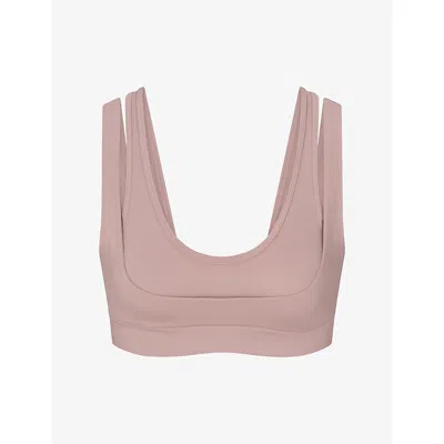 Nikeskims Womens Himalayan Matte Double-strap Scoop Sports Bra