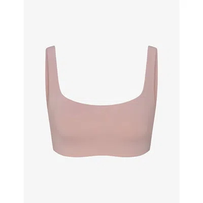 Nikeskims Womens Himalayan Matte Scoop-neck Sports Bra