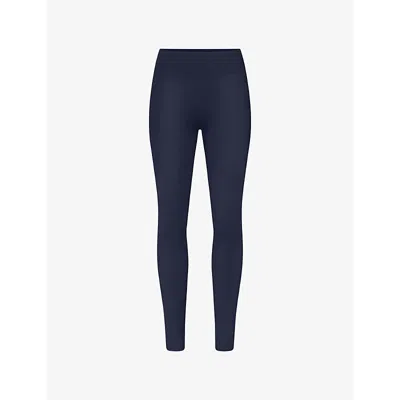 Nikeskims Womens Navy Shine Bonded Waist 26-inch Gym Leggings In Blue