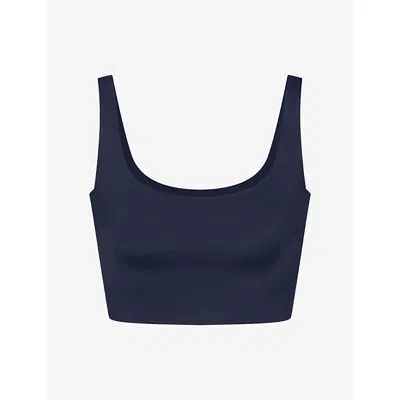 Nikeskims Womens Navy Shine Scoop-neck Bra Top Xs In Blue