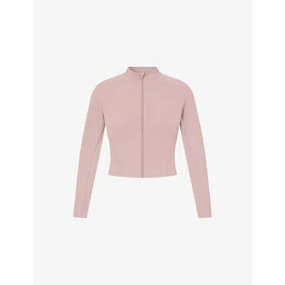 Nikeskims Womens  Matte Mock-neck Full Zip Jacket In Pink