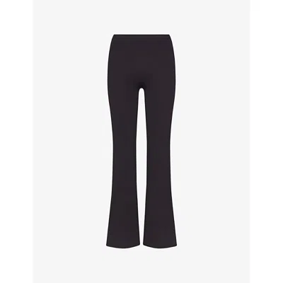 Nikeskims Womens Obsidian Matte High-waisted Slim-flared Workout Leggings In Black