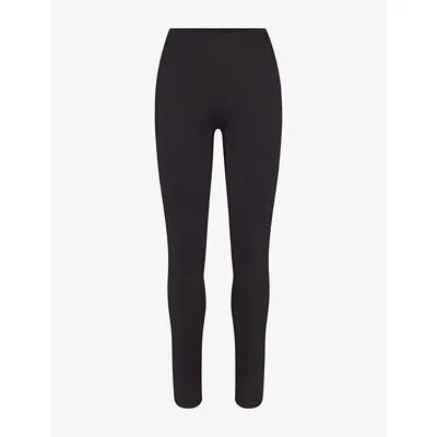 Nikeskims Womens Obsidian Satin Shine High-waist Bonded Leggings Xl In Black