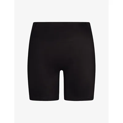 Nikeskims Womens Obsidian Satin Shine Mid-rise 2-inch Boyshorts In Black