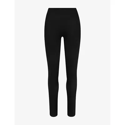 Nikeskims Womens Resin Satin Shine High-waist Bonded 7/8 Leggings Xxs In Black