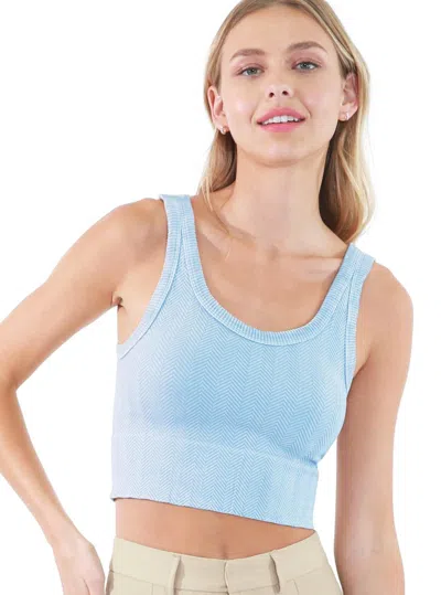Nikibiki Herringbone Crop Top In Vintage Cool Blue