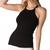 Nikibiki Highneck Ribbed Tank Top In Black In Black