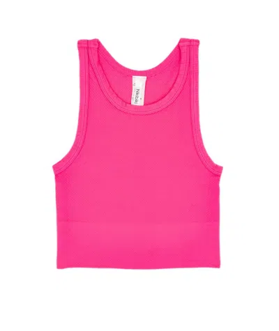 Nikibiki Junior Women's Sawyer Chevron Highneck Crop Top In Hot Pink