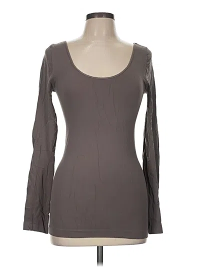 Pre-owned Nikibiki Long Sleeve Top Gray Scoop Neck Tops