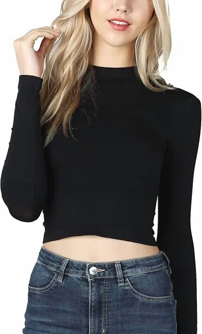Nikibiki Mock Neck Crop Top In Black