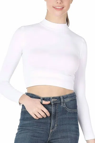 Nikibiki Mock Neck Crop Top In White