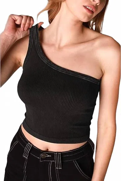 Nikibiki One Shoulder Crop Top In Black
