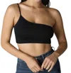 Nikibiki One Shoulder Ribbed Bralette In Black