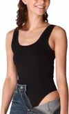 Nikibiki Ribbed Scoop Bodysuit In Black In Black