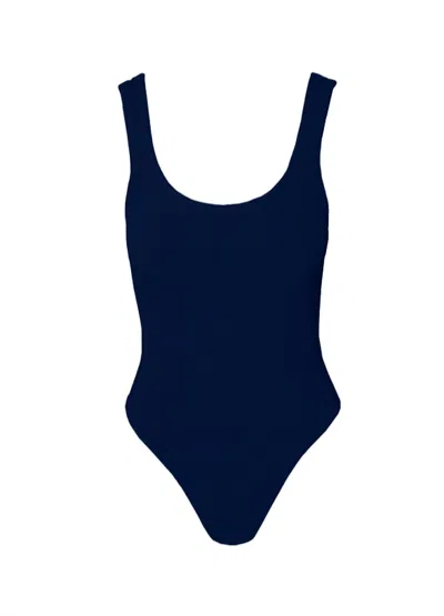 Nikibiki Ribbed Scoop Bodysuit In Indigo In Multi