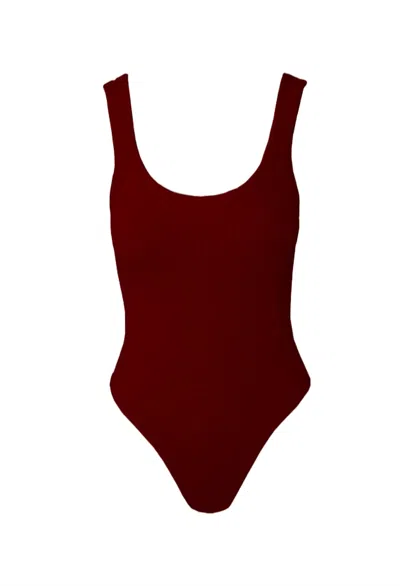 Nikibiki Ribbed Scoop Bodysuit In Sundried Tomato In Multi