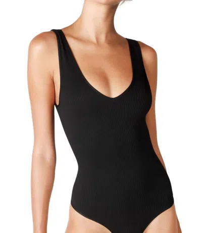 Nikibiki Ribbed V Neck Tank Bodysuit In Black