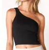 Nikibiki Solid One Shoulder Crop Top In Black