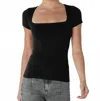 Nikibiki Square Neck Top In Black In Black