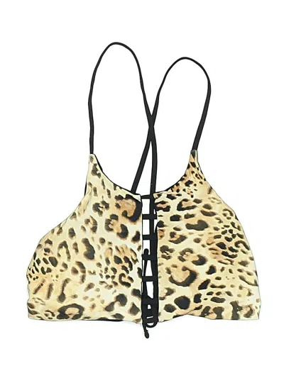 Pre-owned Nikibiki Swimsuit Top Gold Animal Print Pattern Swimwear