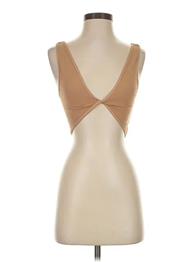 Pre-owned Nikibiki Tank Top Tan Plunge Neckline Tops