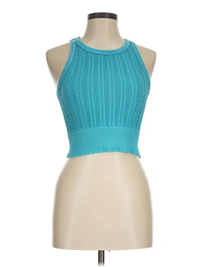 Pre-owned Nikibiki Tank Top Teal Halter Neckline Tops In Blue