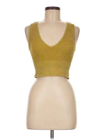 Pre-owned Nikibiki Tank Top Yellow Plunge Neckline Tops