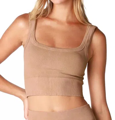 Nikibiki Wash Ribbed Cropped Top In Vintage Beige In Brown